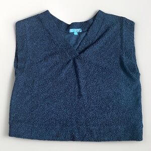 Good Luck Gem Womens Medium Black Boxy Terry Cloth Shirt Tank Top